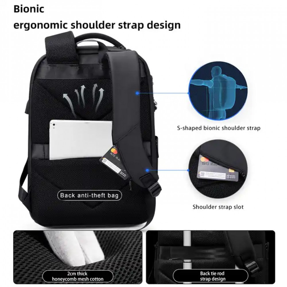 Бизнес рюкзак Fenro Armor Ultra с кодовым замком и USB-портом